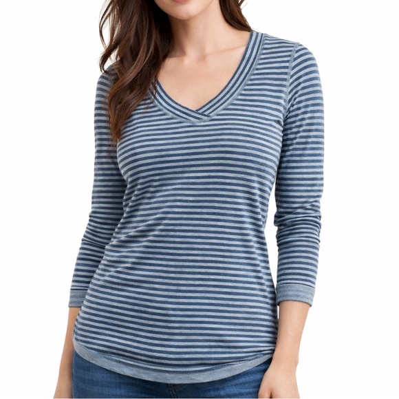 Eddie Bauer Tops - Eddie Bauer Navy Striped Long Sleeve Tee